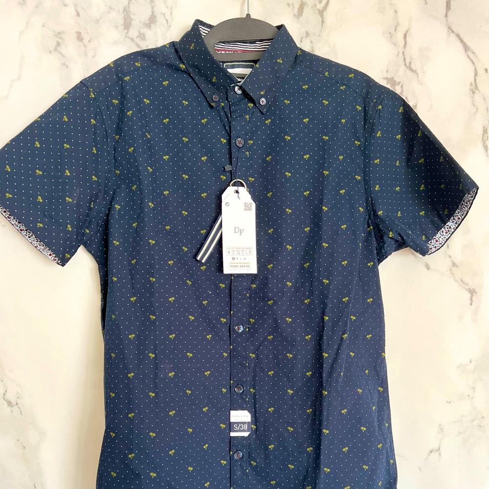 Denim and flower dress shirt. Small/38